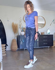 Pantalon jogg marin cuir