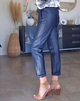 Pantalon jogg marin cuir