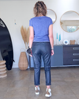 Pantalon jogg marin cuir