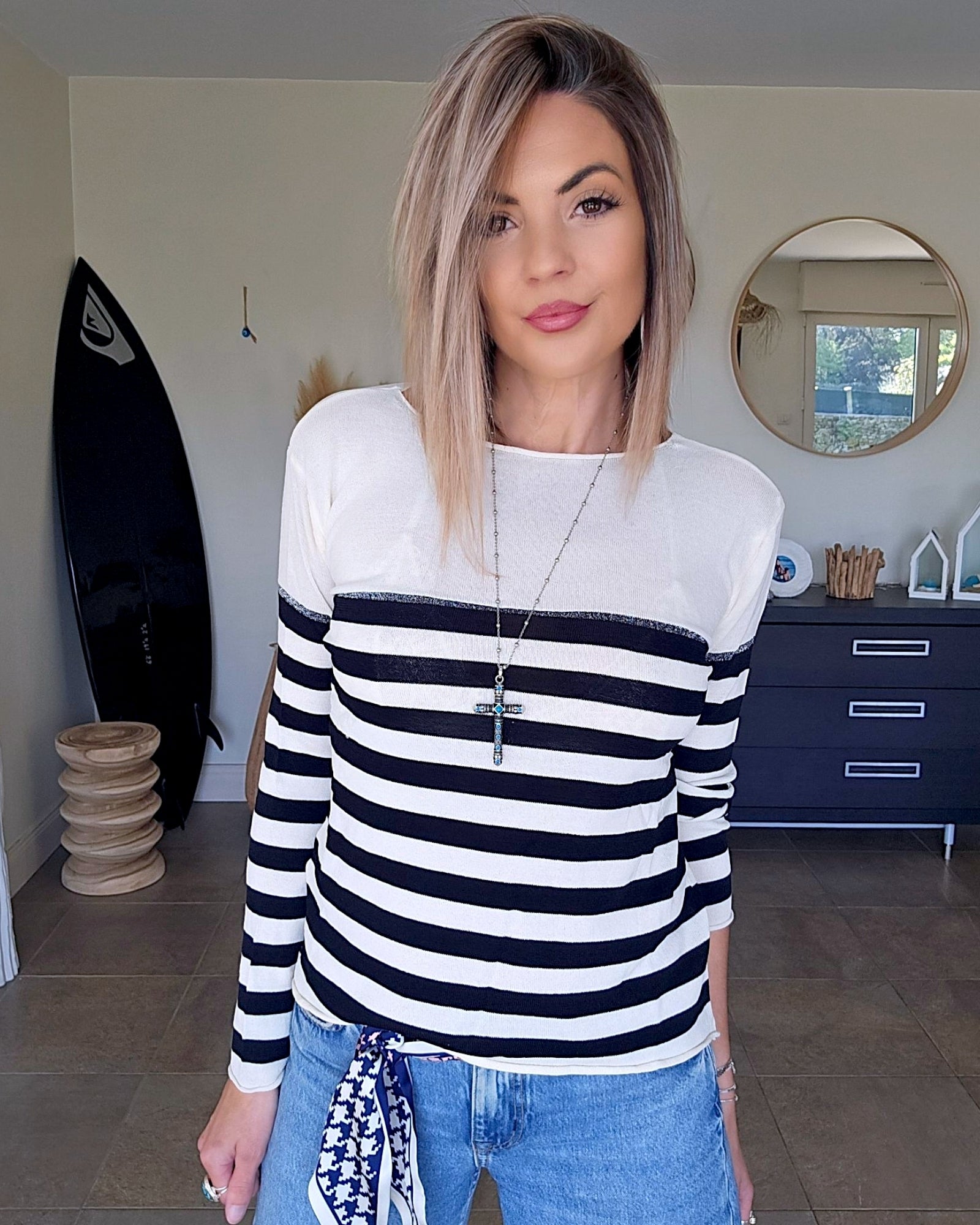 Pull fin marinière
