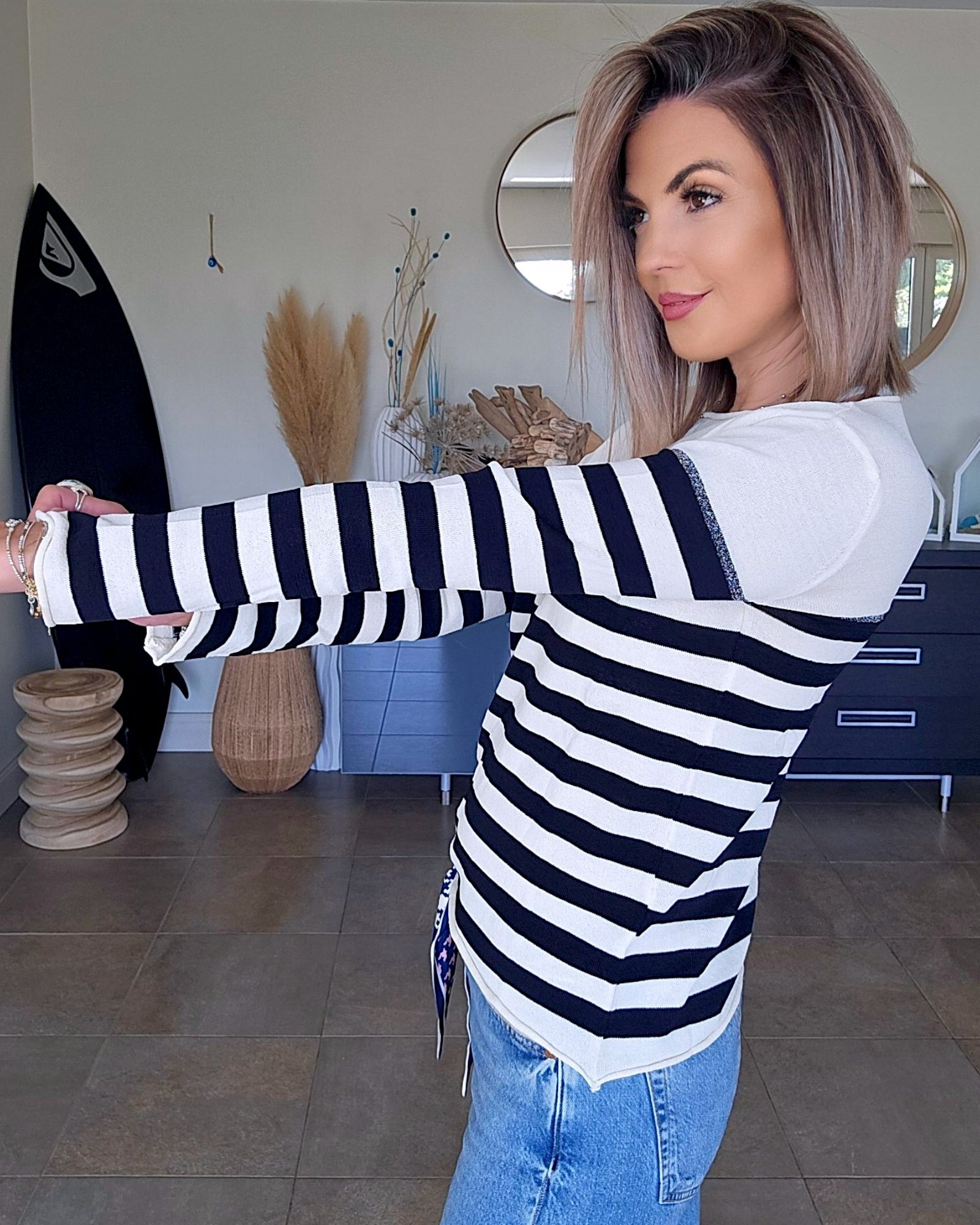 Pull fin marinière