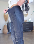 Pantalon jogg marin cuir