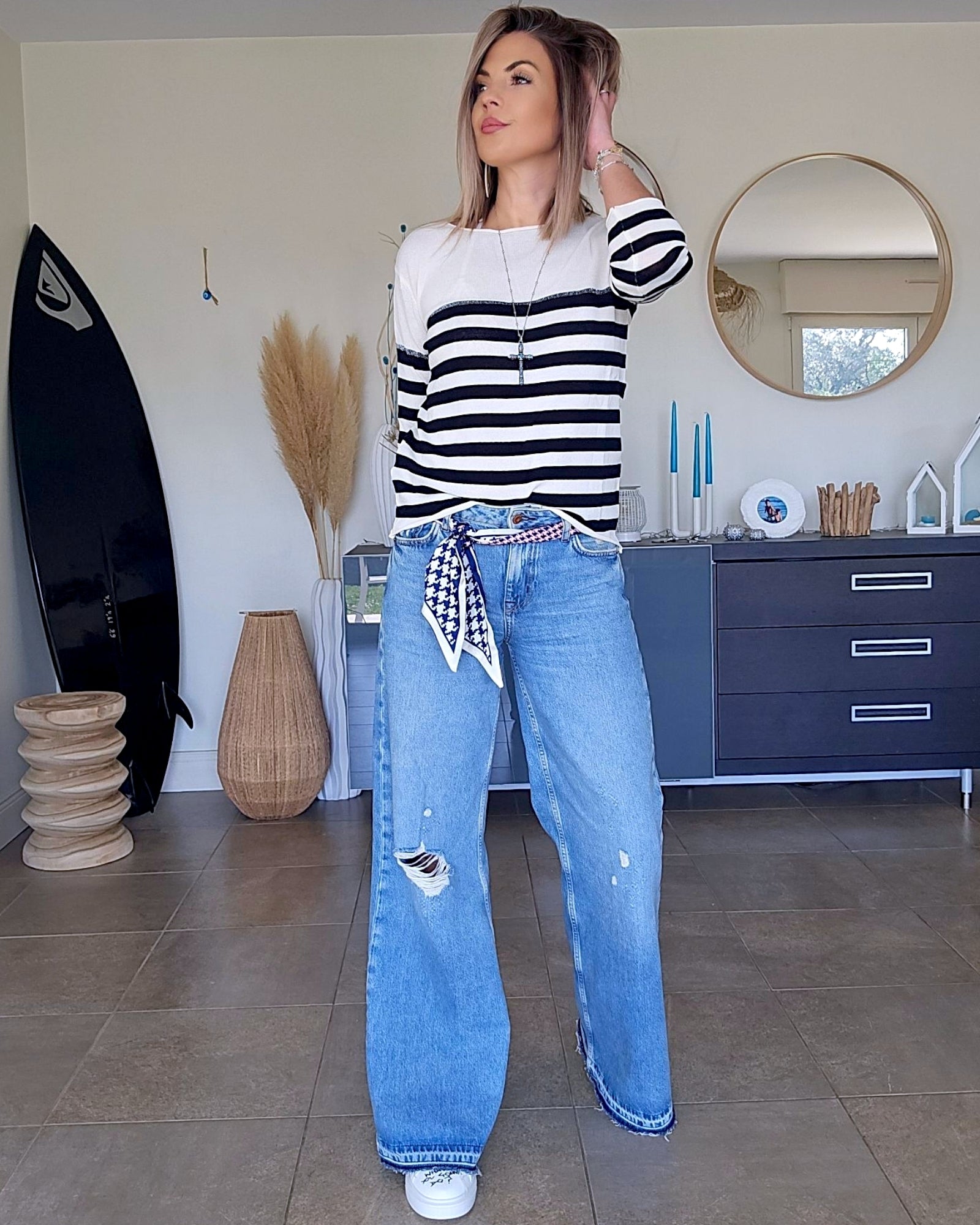Pull fin marinière