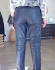 Pantalon jogg marin cuir