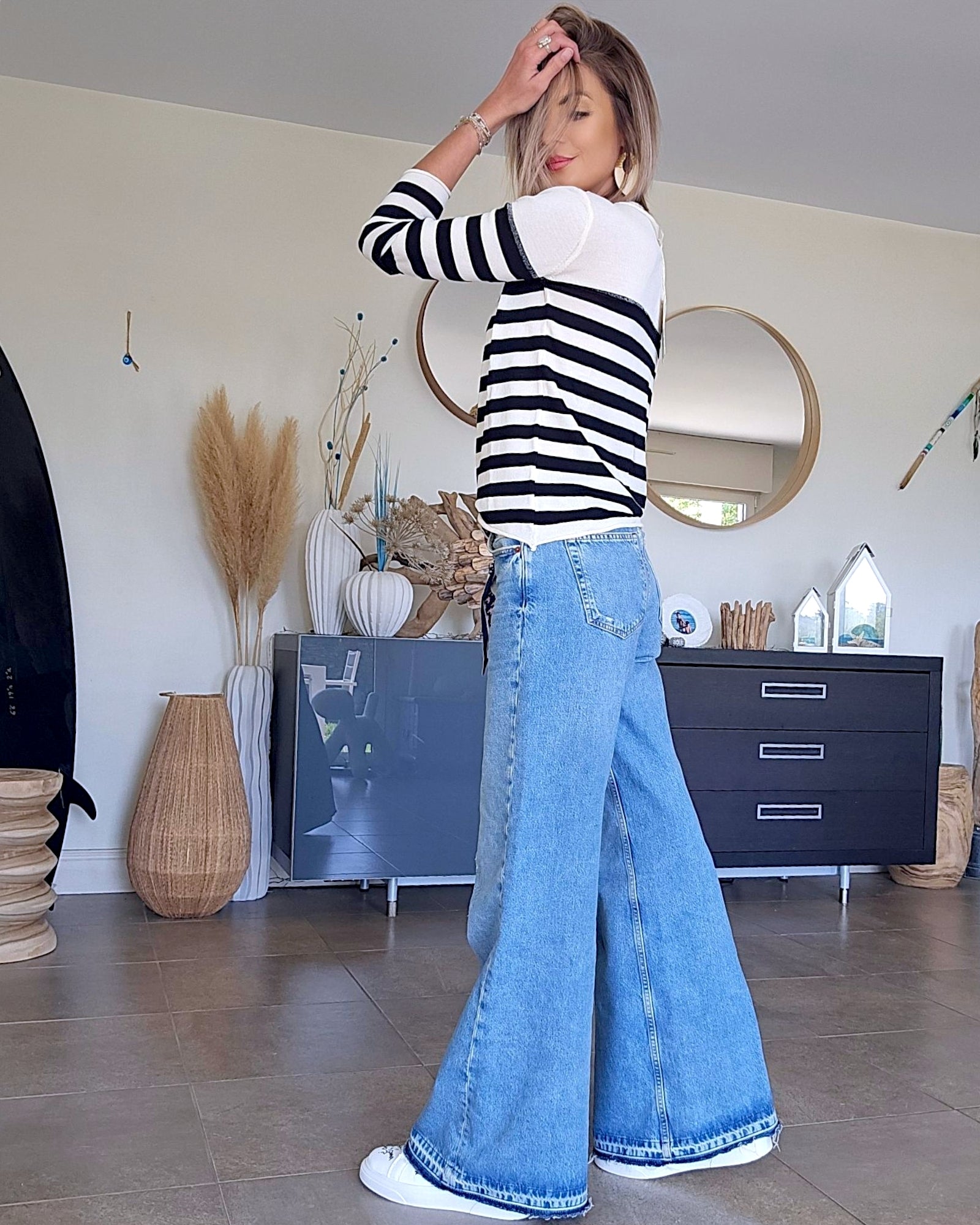 Pull fin marinière