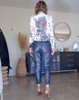 Pantalon jogg marin cuir
