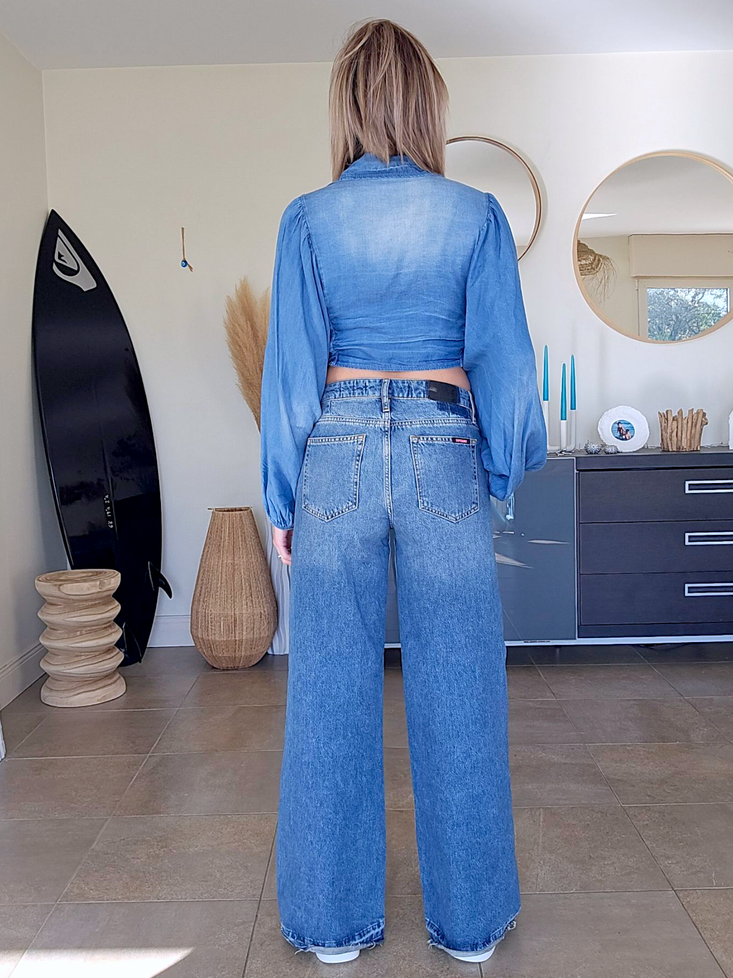 🔥Blouse blue crop top