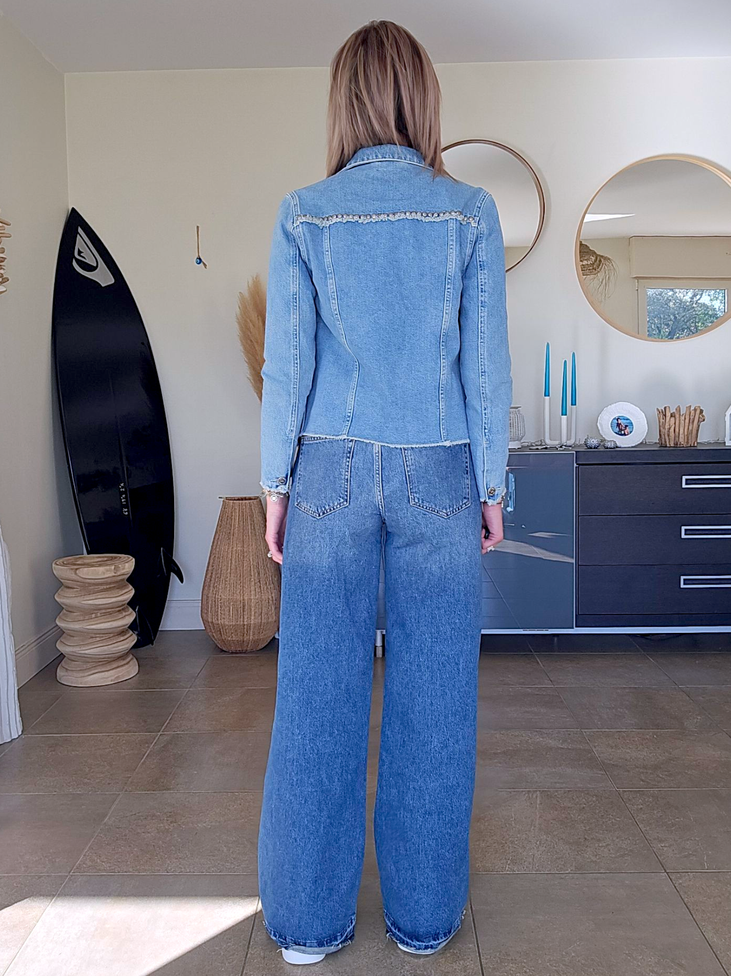 Veste denim cloutés