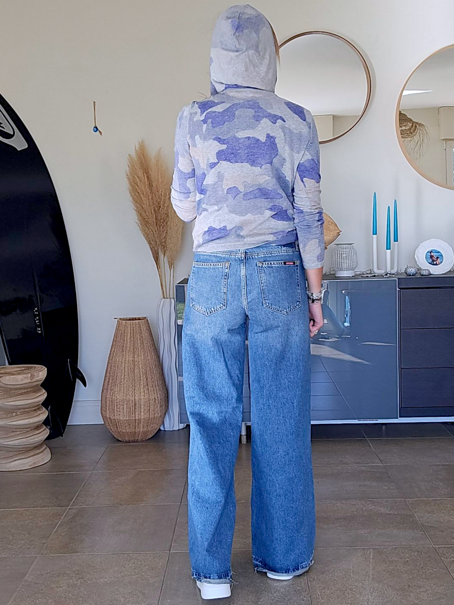 Cardigan camouflage blue
