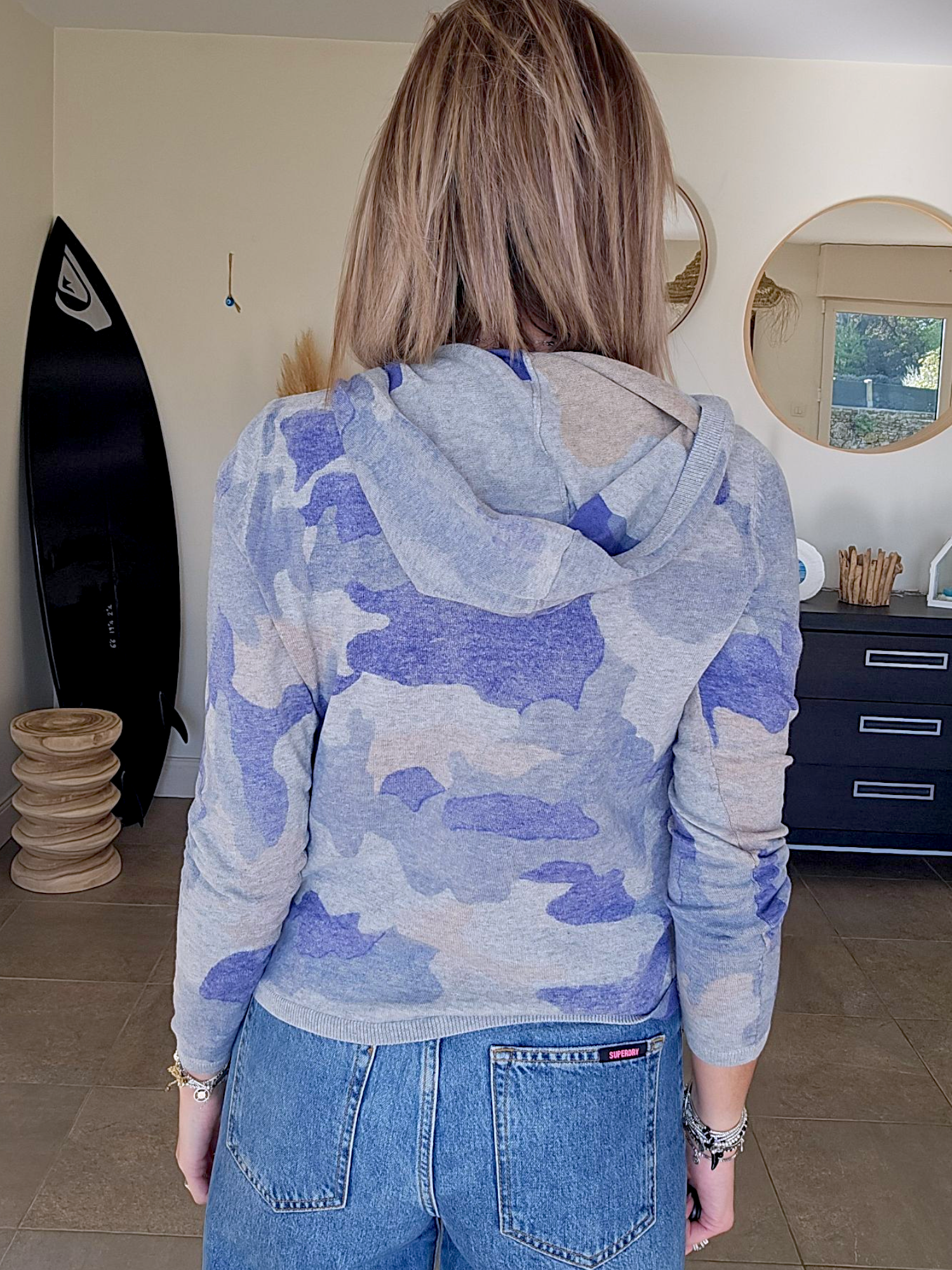 Cardigan camouflage blue