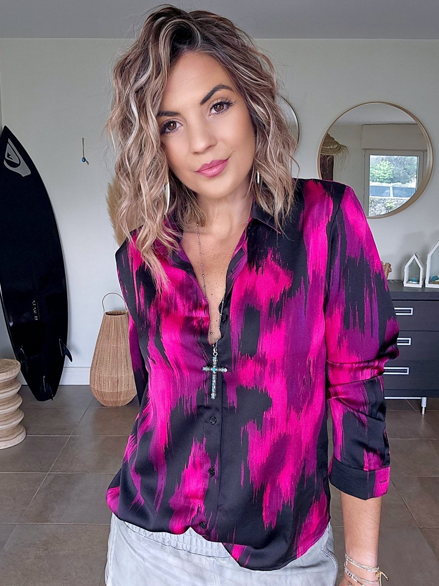 Chemise tie fuchsia