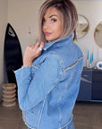 Veste denim cloutés
