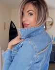 Veste denim cloutés