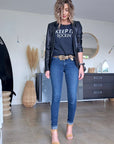 Veste cuir + T-shirt