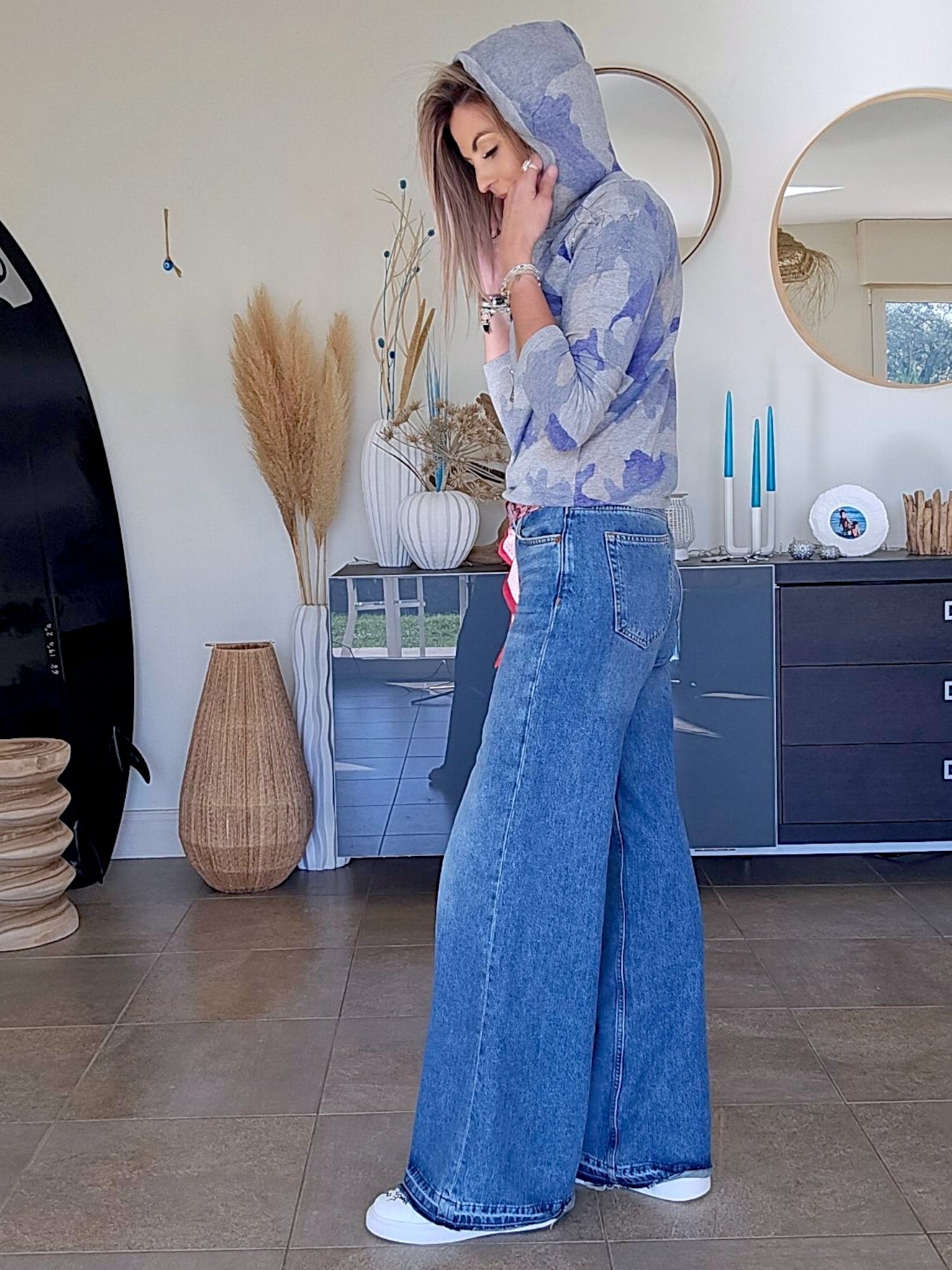 Cardigan camouflage blue