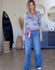 Cardigan camouflage blue