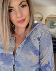 Cardigan camouflage blue