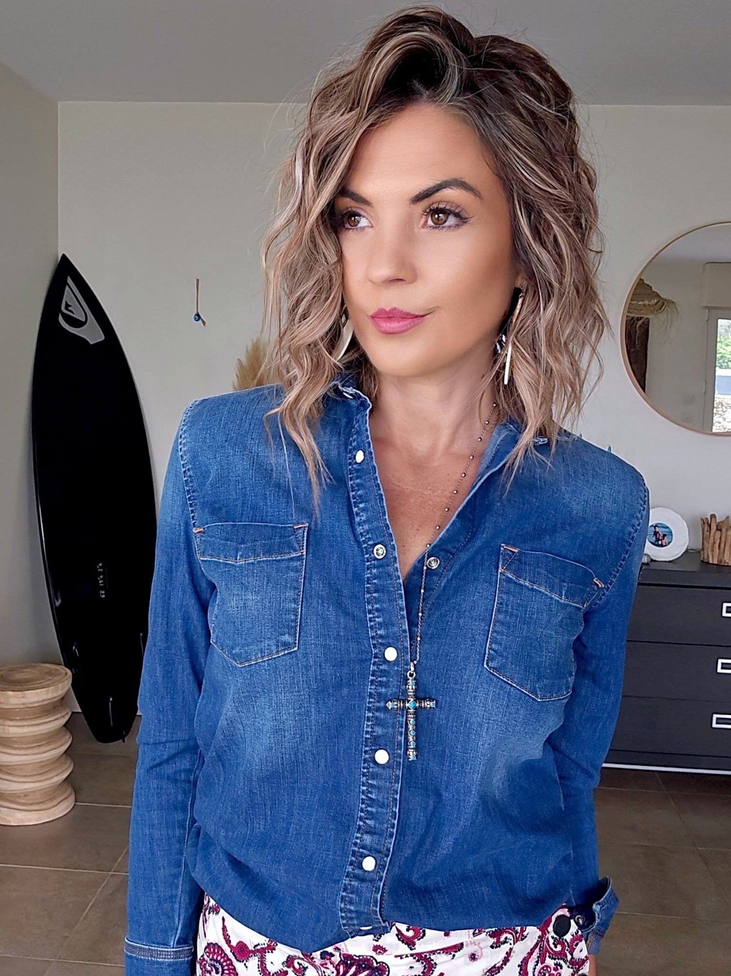 Chemise denim écussons