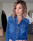Chemise denim écussons