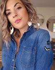 Chemise denim écussons