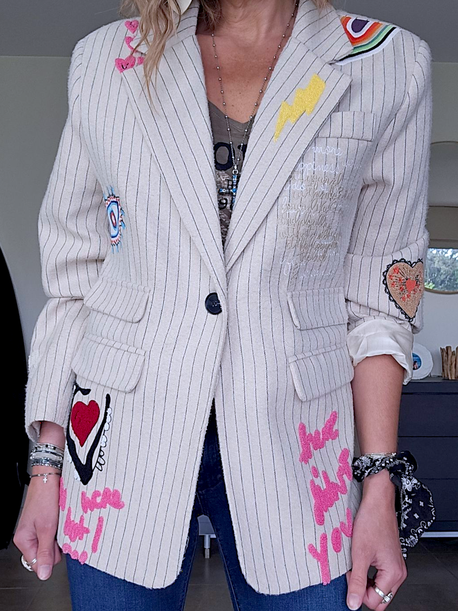 Veste écrue Funky à tags