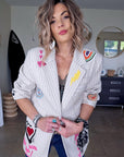 Veste écrue Funky à tags