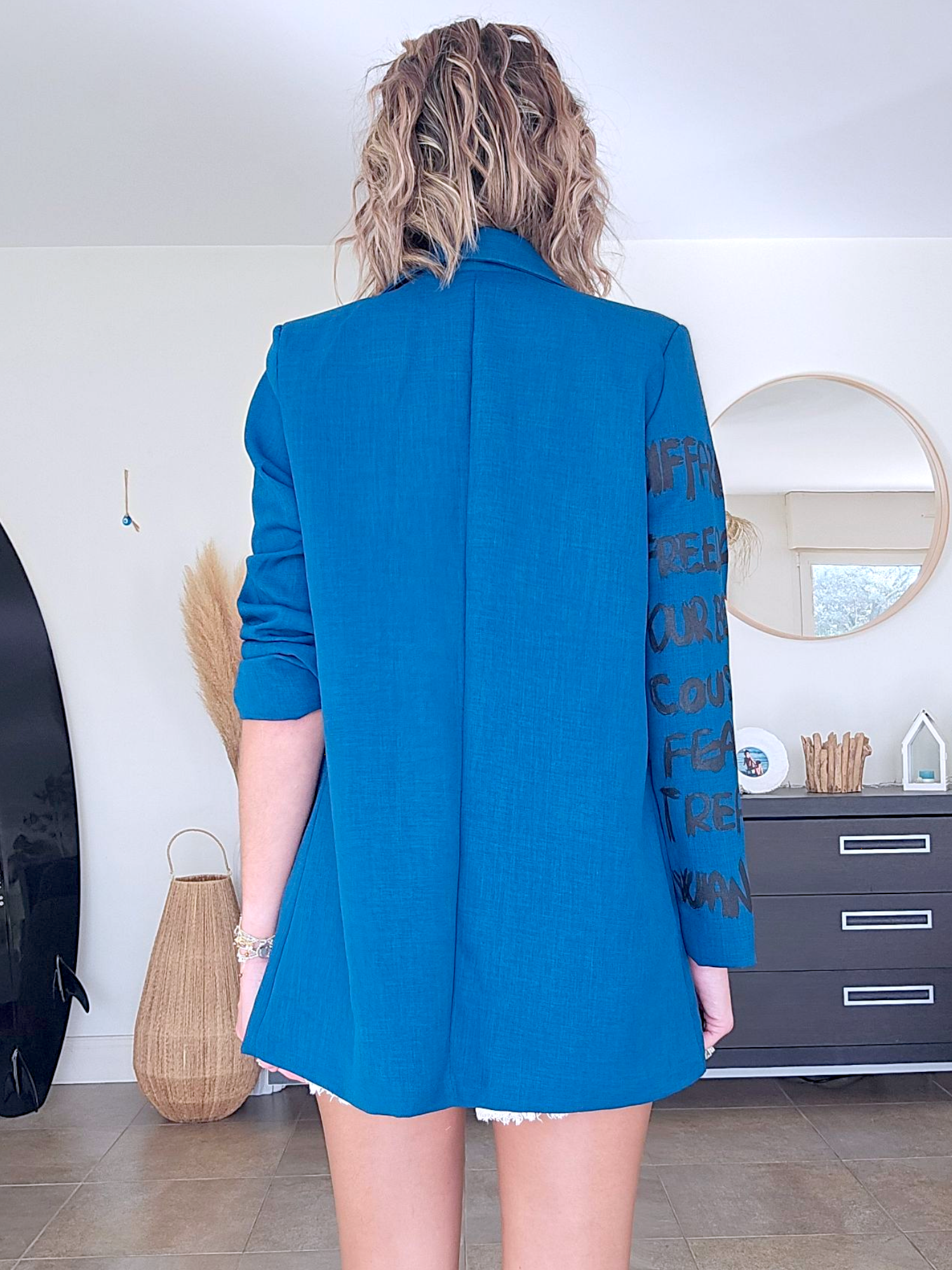 Veste boy bleu à tags