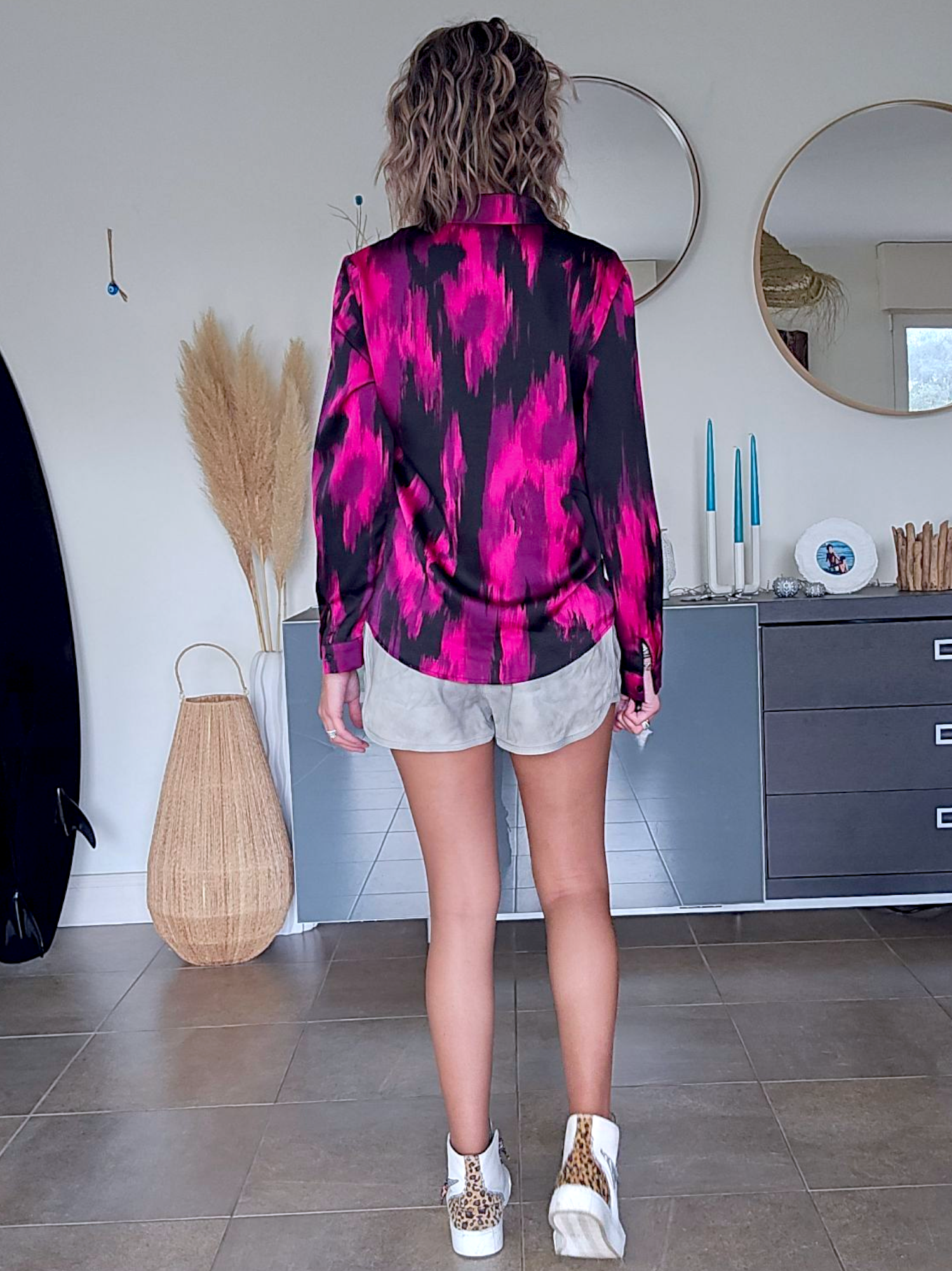 Chemise tie fuchsia