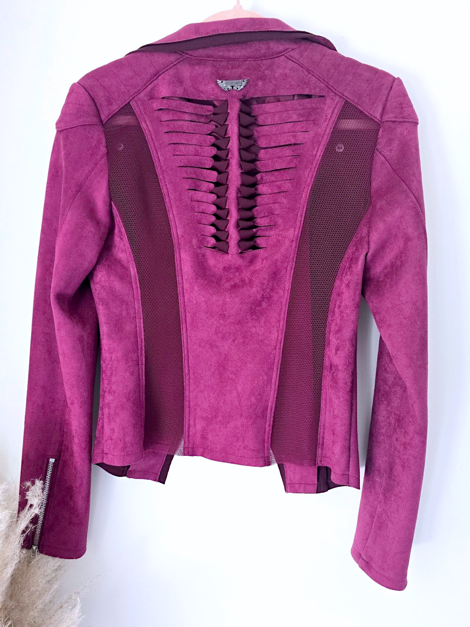 Veste suédine framboise