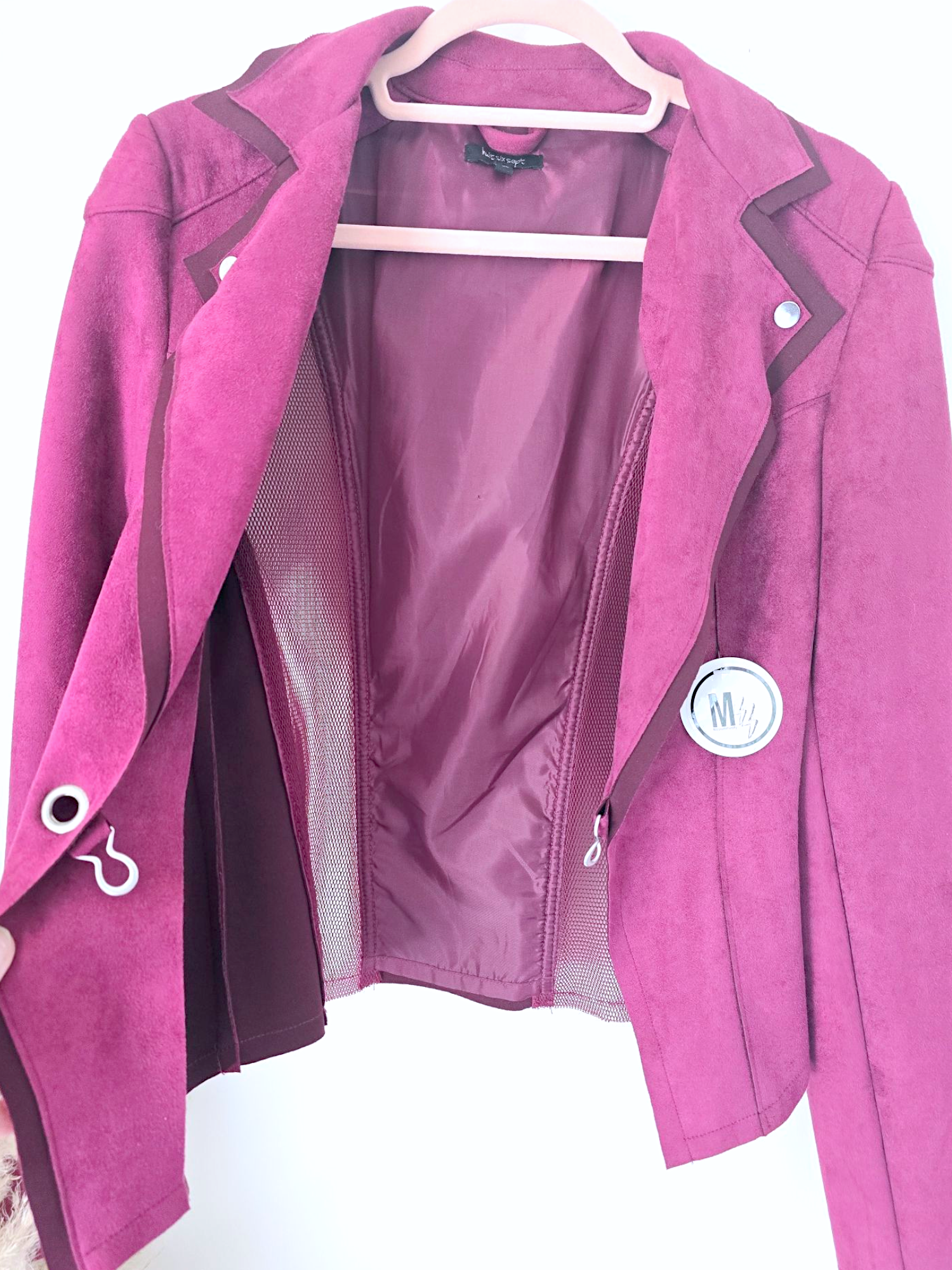Veste suédine framboise
