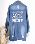 Veste denim à tags