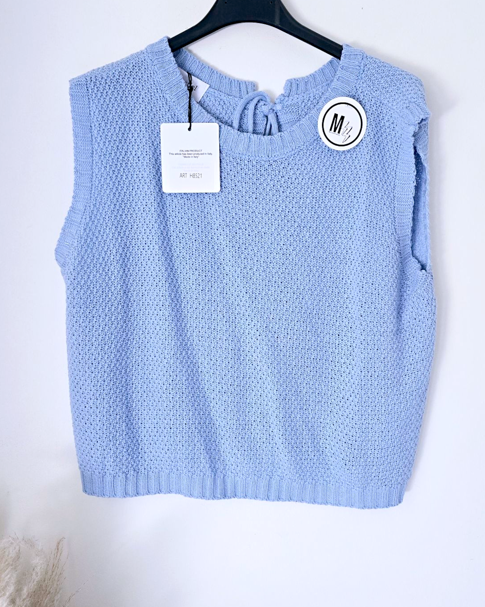Pull bleu ciel dos nu