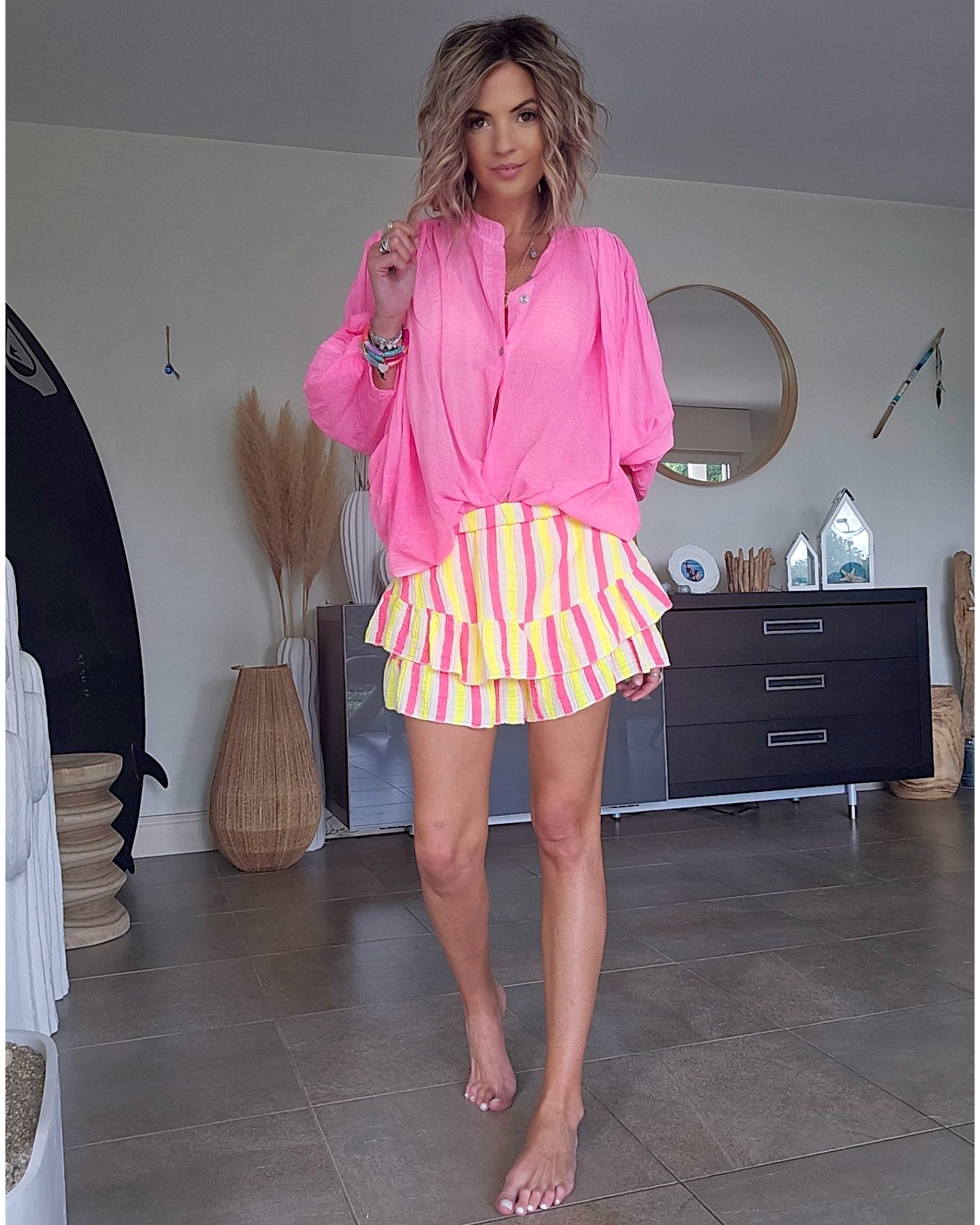 🔥Chemise rose fluo
