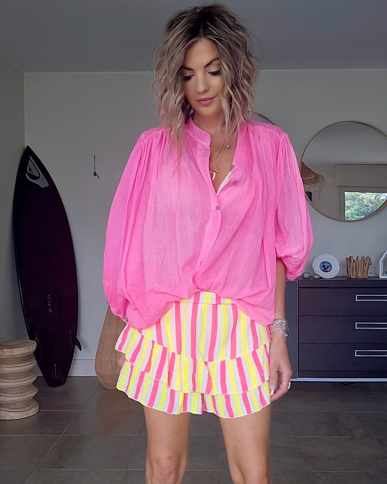 🔥Chemise rose fluo