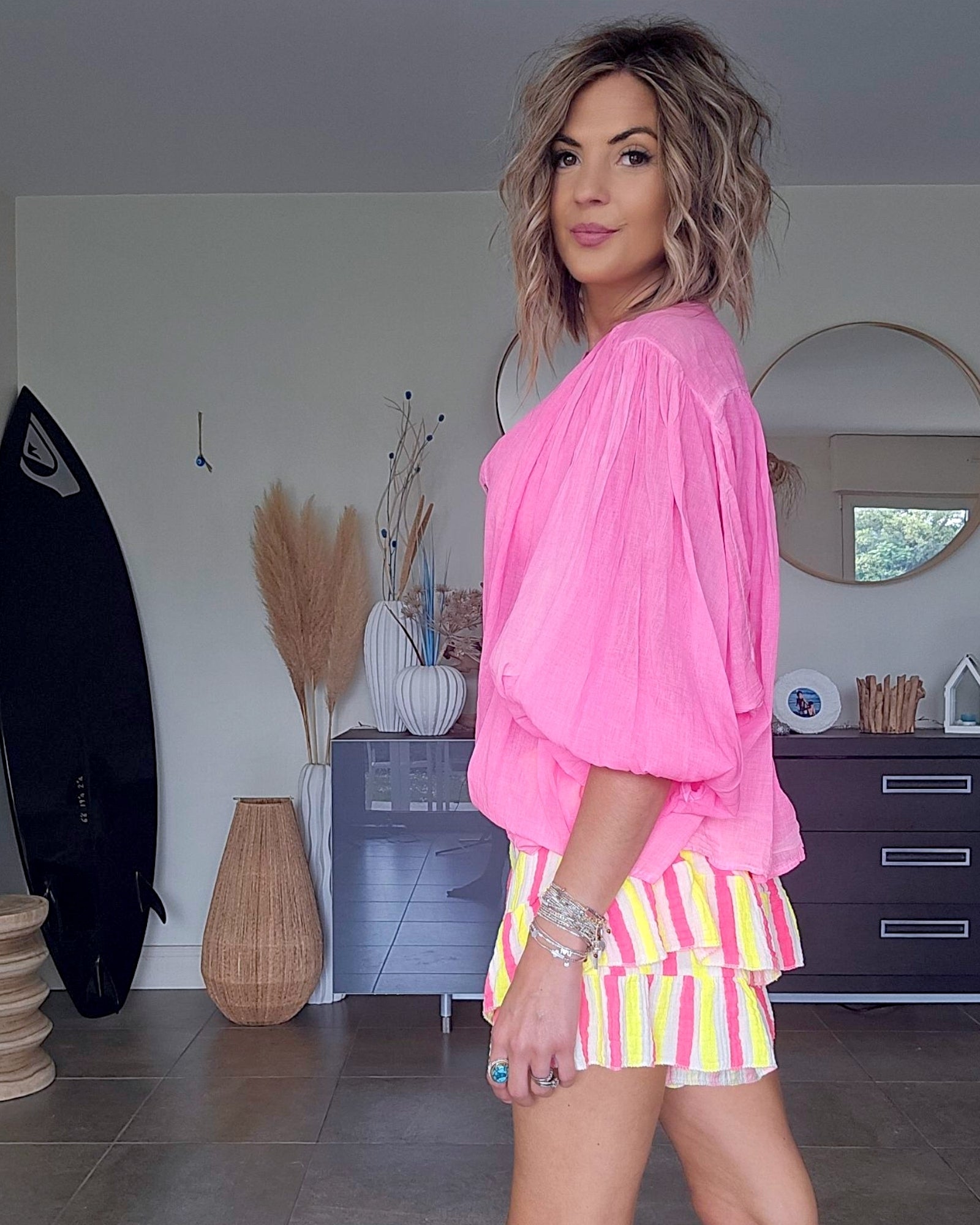 🔥Chemise rose fluo
