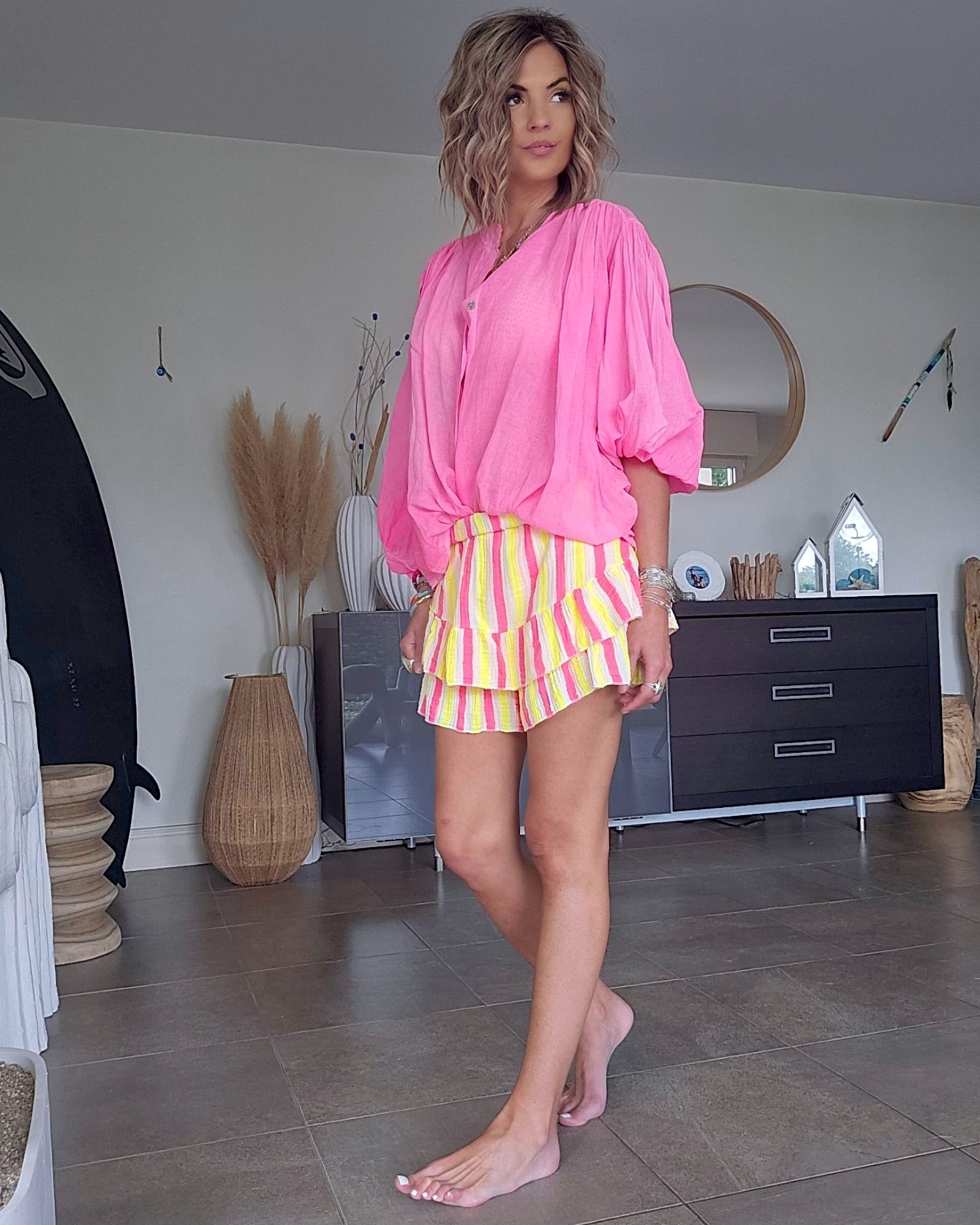 🔥Chemise rose fluo