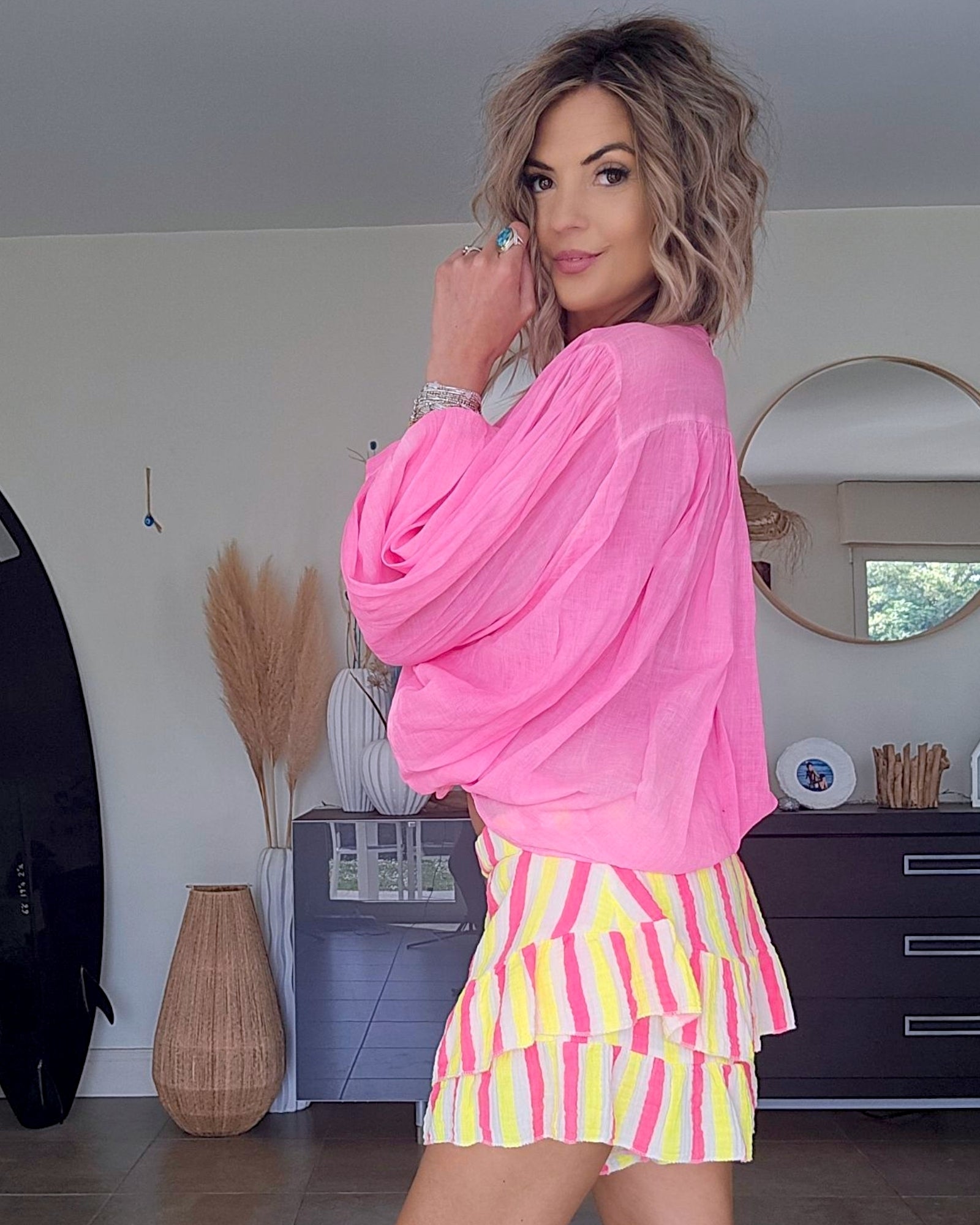 🔥Chemise rose fluo