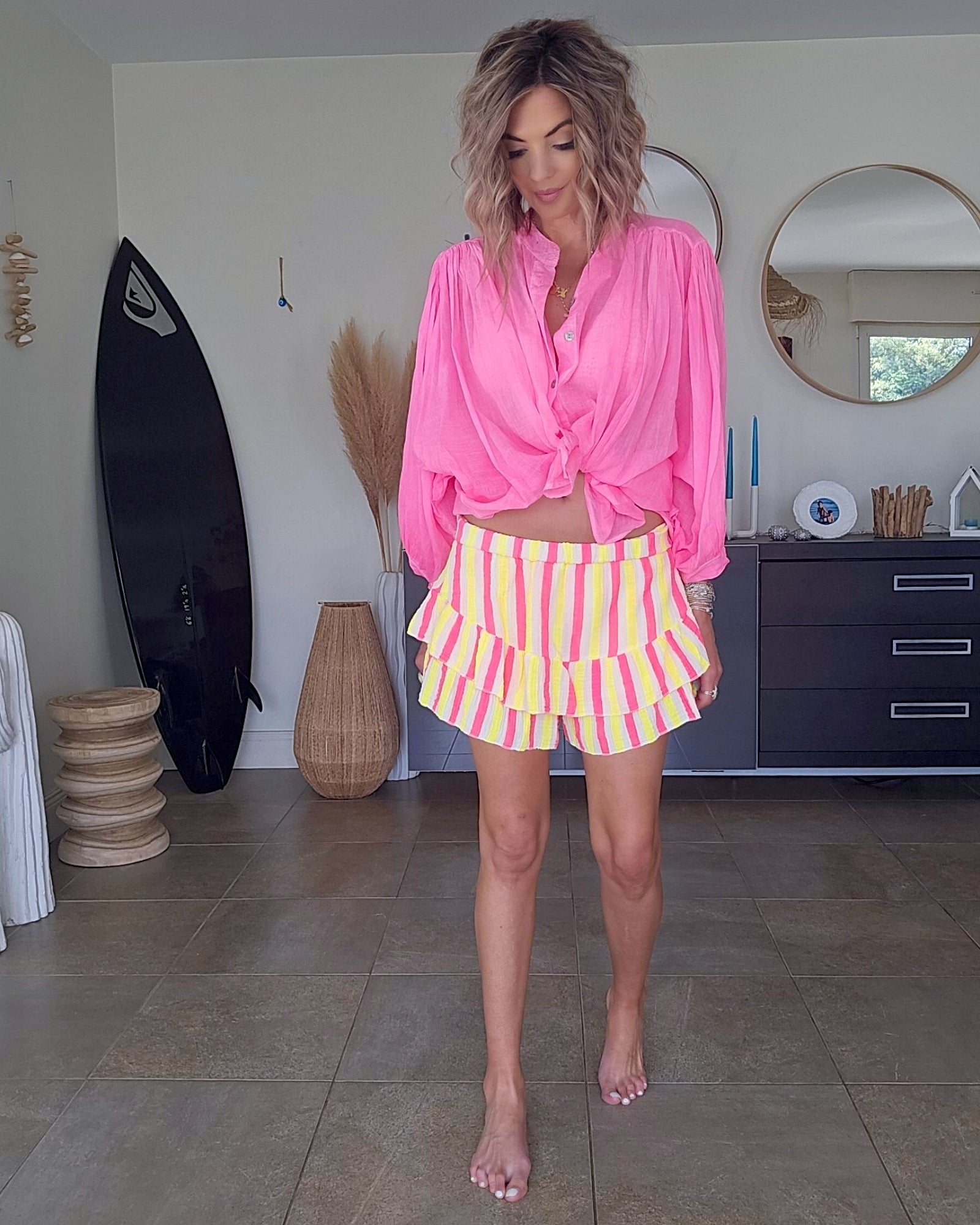 🔥Chemise rose fluo
