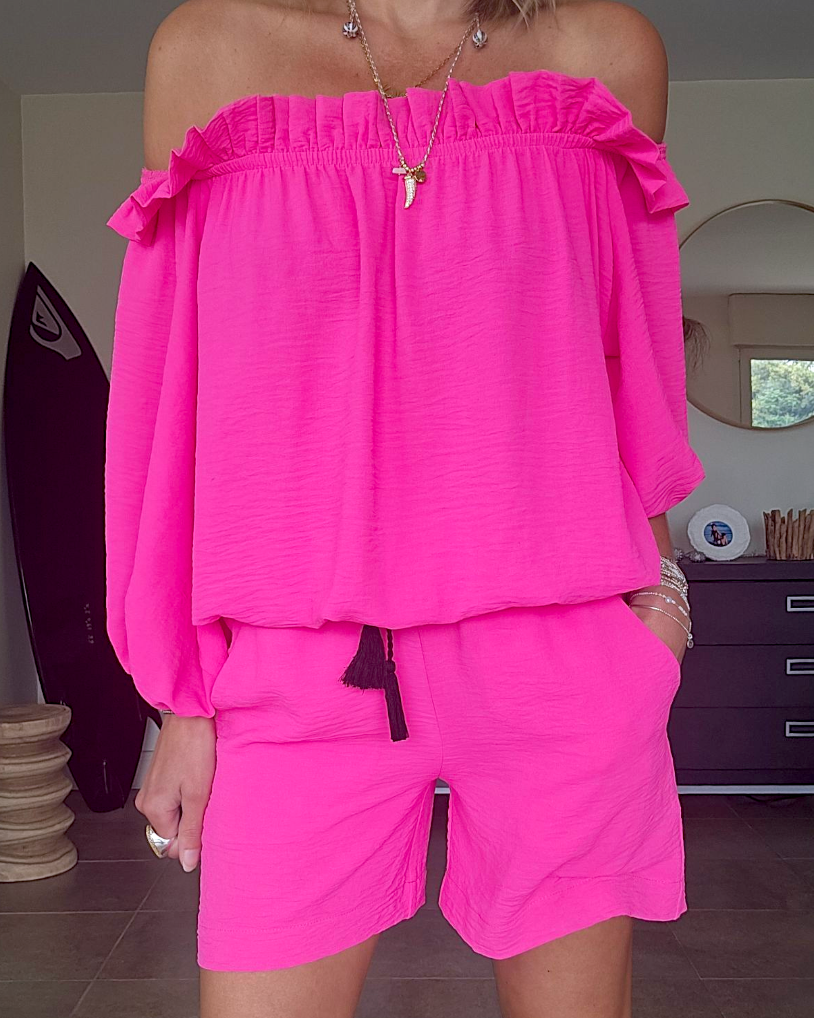 Combi-short fuchsia fluo