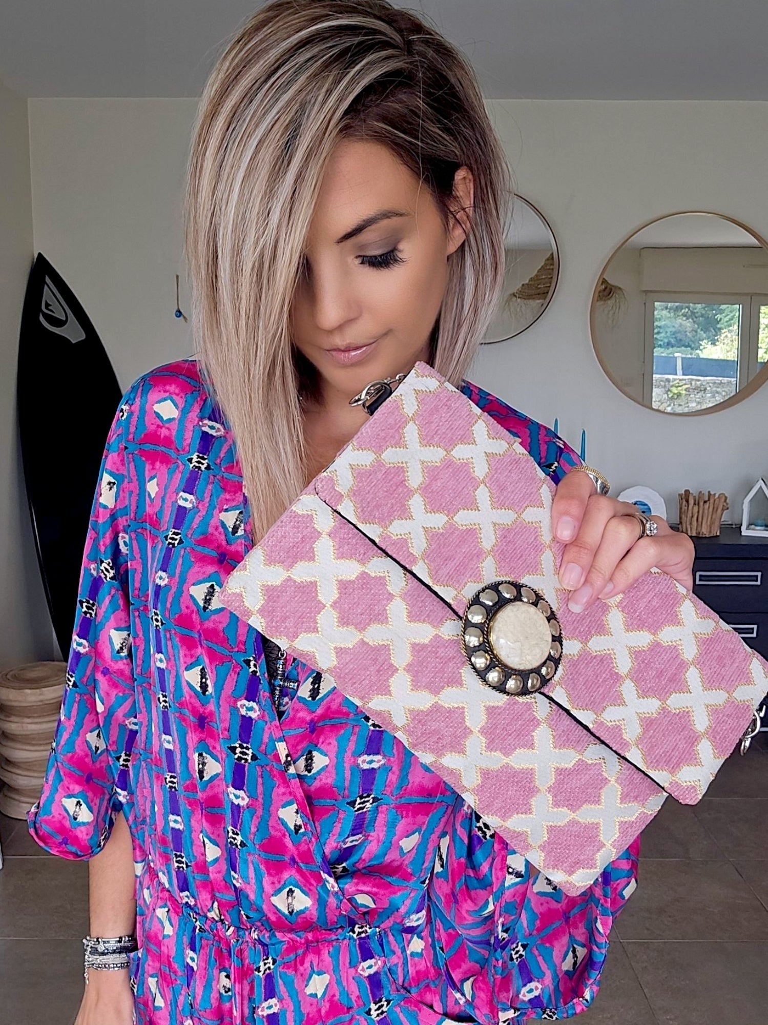 Sac ethnique rose