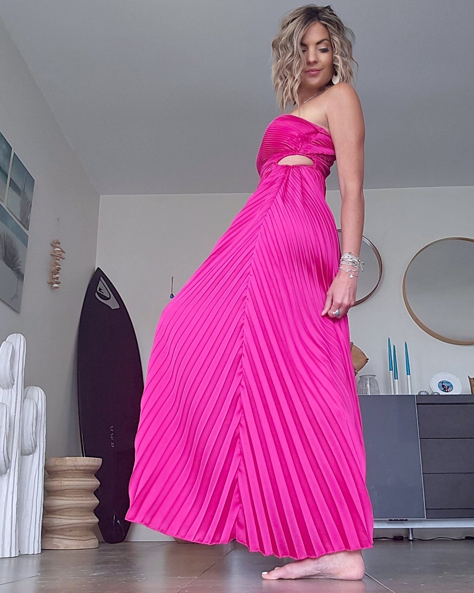 Robe asymétrique fuchsia