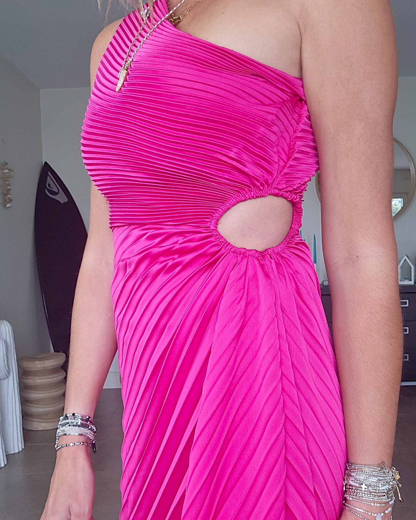 Robe asymétrique fuchsia