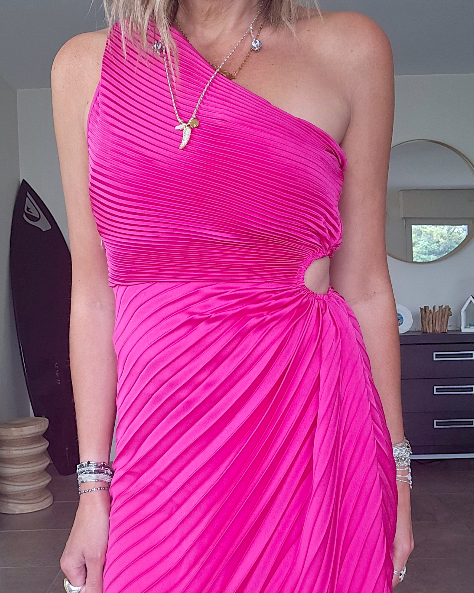 Robe asymétrique fuchsia