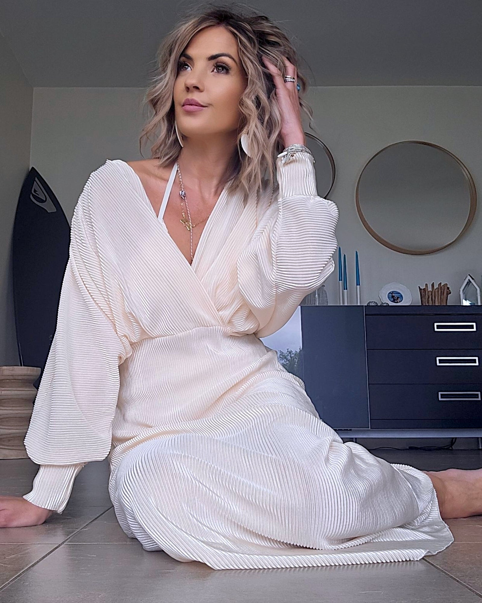 Robe irisée écrue