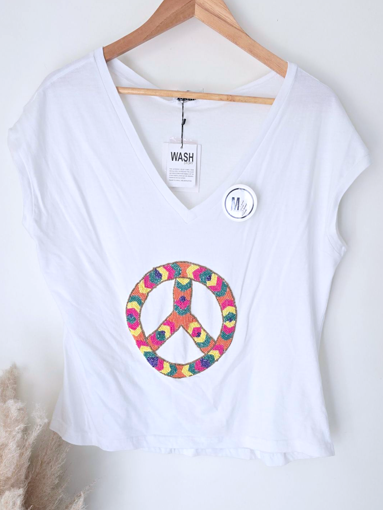 Tee-shirt perles peace love