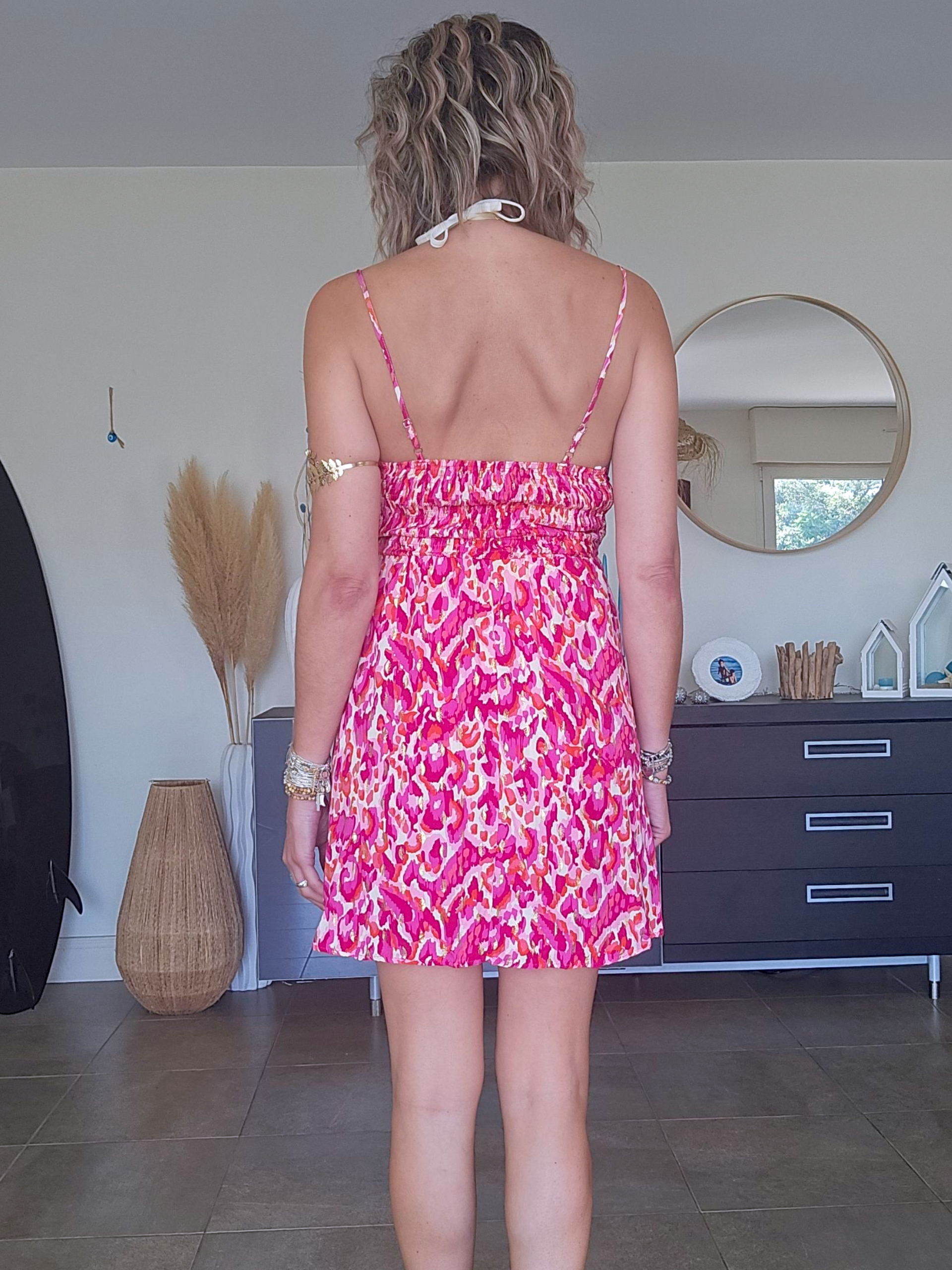 Robe léo rose fuchsia