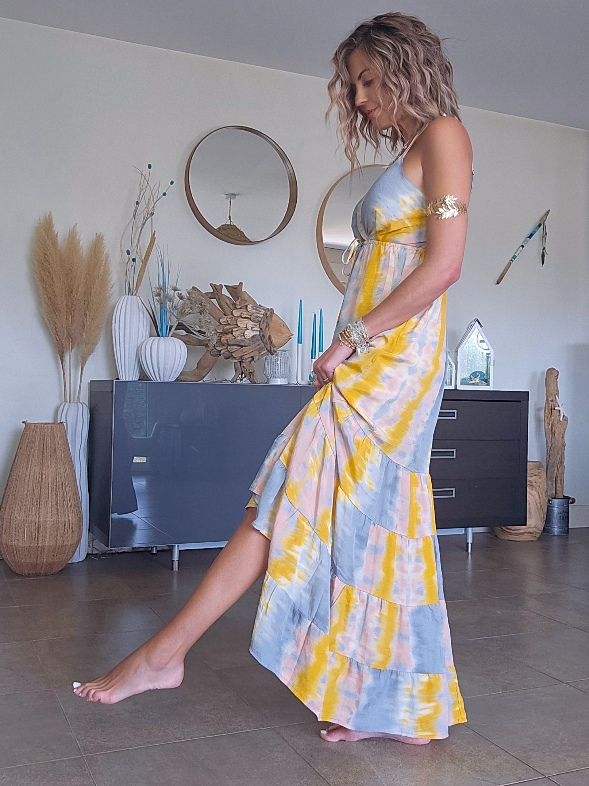 Robe tie jaune