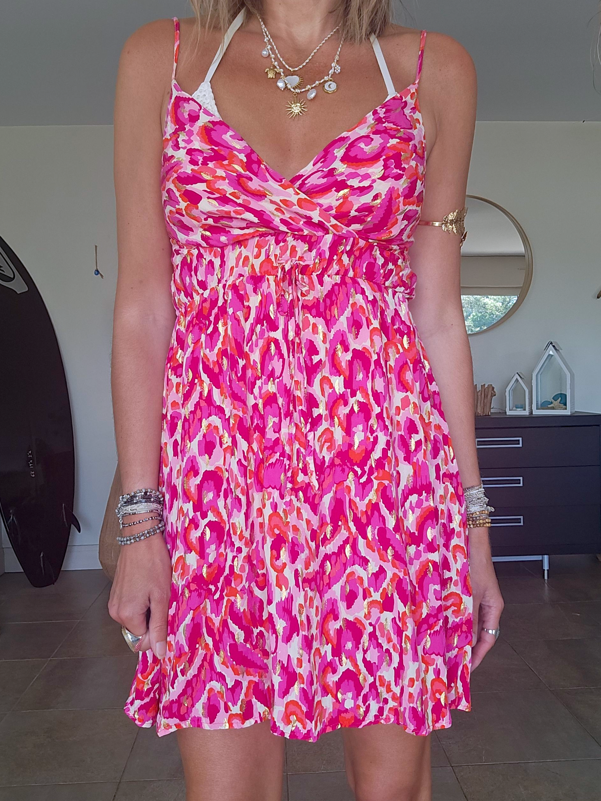 Robe léo rose fuchsia