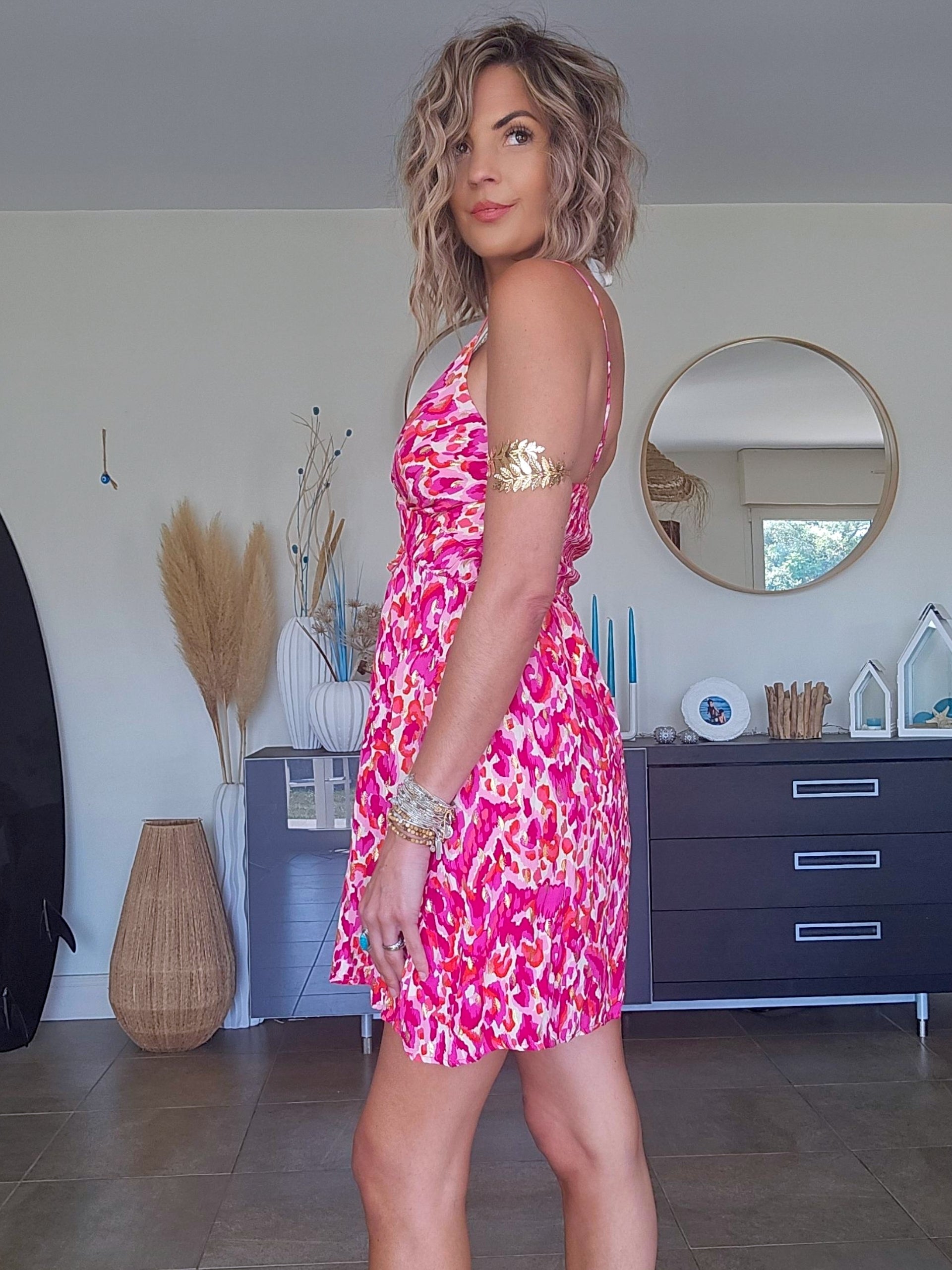 Robe léo rose fuchsia