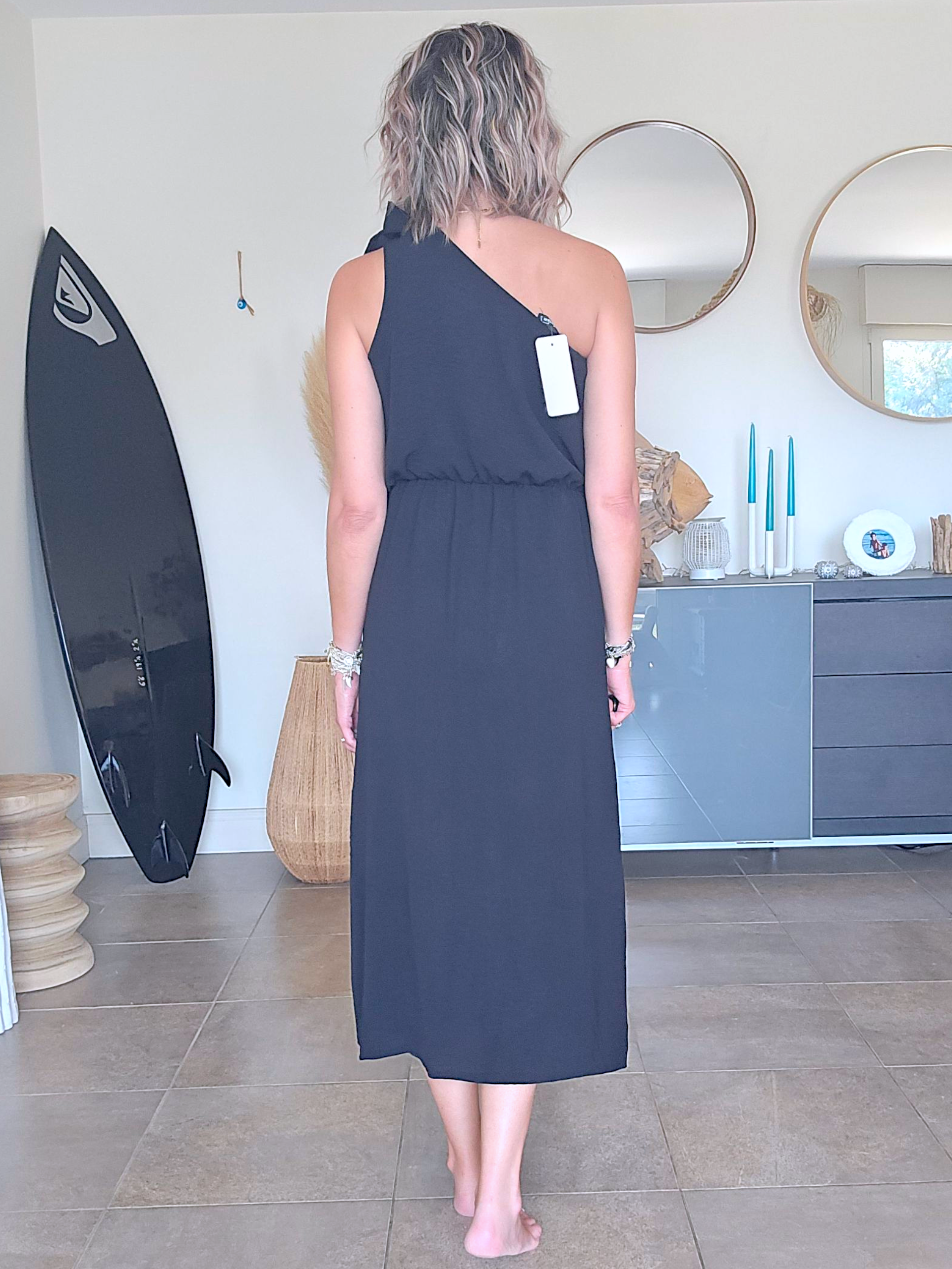 Robe asymétrique &amp; ceinture ruban